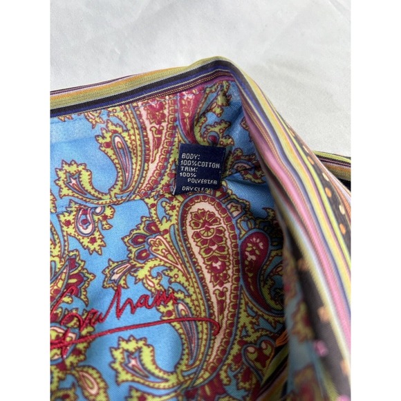 Robert Graham Men’s Vertical Stripe Paisley Embroidered Collared Shirt Large - Picture 8 of 12